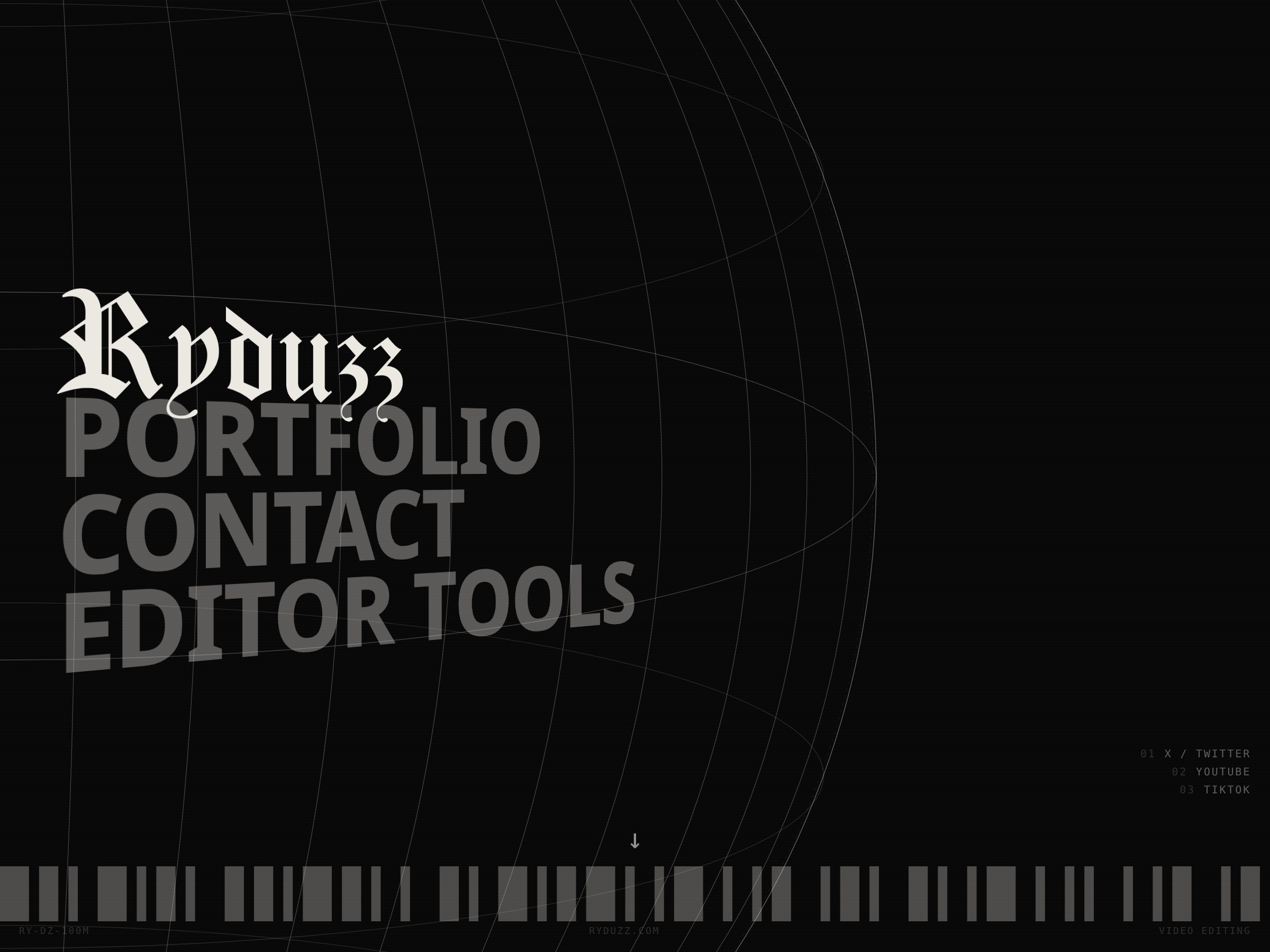 ryduzz.com portfolio site with blackletter wordmark